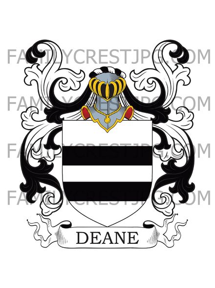 Deane Family Crest - Huntingdonshire, England