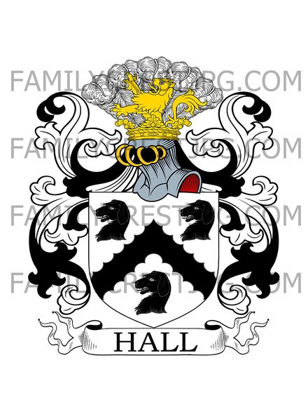 Hall Family Crest -  Gretford, co. Lincoln, England