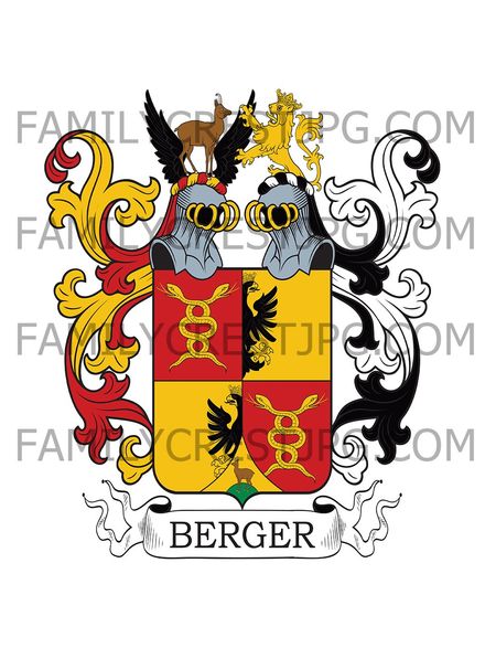 Berger Family Crest - Hannover, Saxony, Denmark