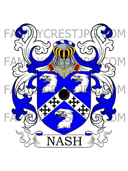 Nash Family Crest - Old Woodstock, co. Oxford, England