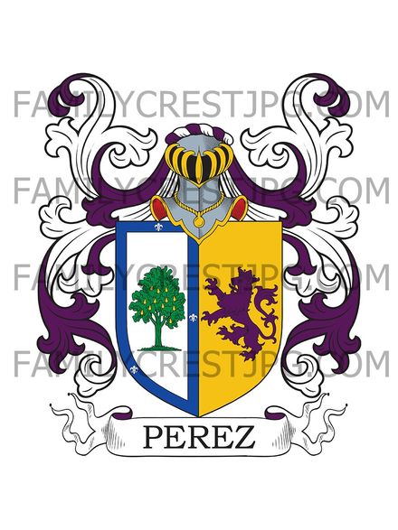 Perez Family Crest - Tol, Asturias, &amp; Galicia, Spain