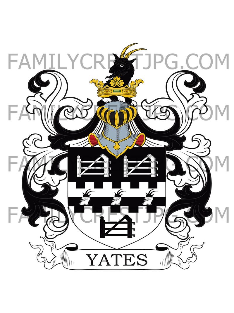 Yates Family Crest - Stanlake, co. Oxfordshire, England