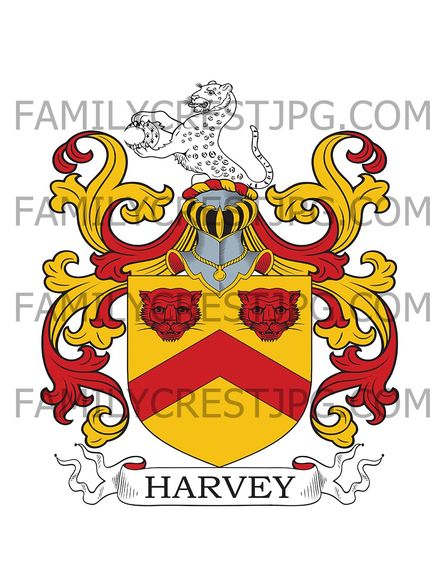 Harvey Family Crest - Cambridge, Stradbrook, co. Suffolk,  &amp; Bedingfield, co., Norfolk, England