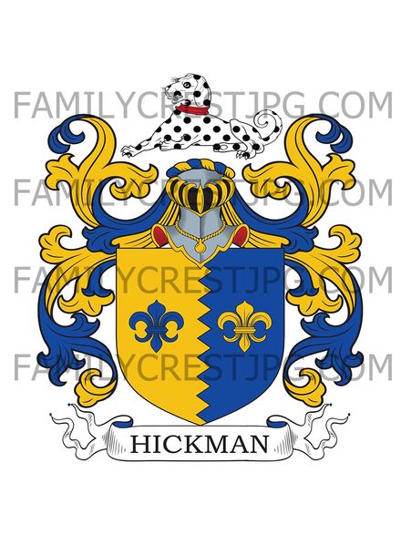 Hickman Family Crest - Nathan Hickman of Oaken, co. Stafford, England
