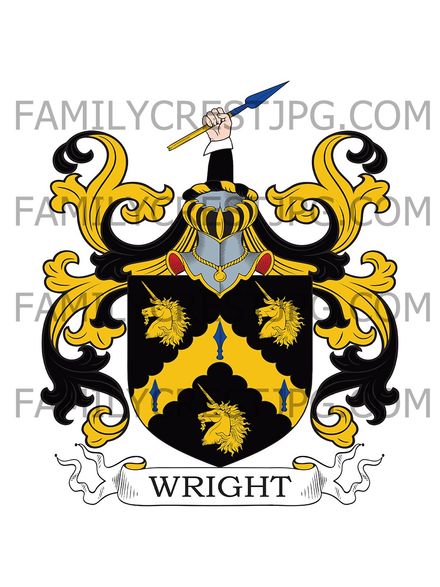 Wright Family Crest - Longstone Hall, co. Derby, England