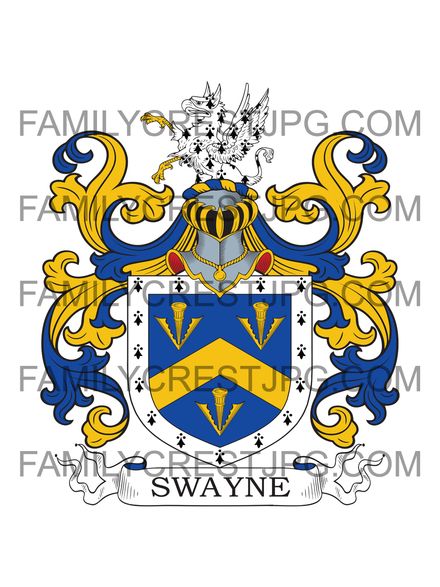 Swayne Family Crest - Blandford Forum, co. Dorset, England