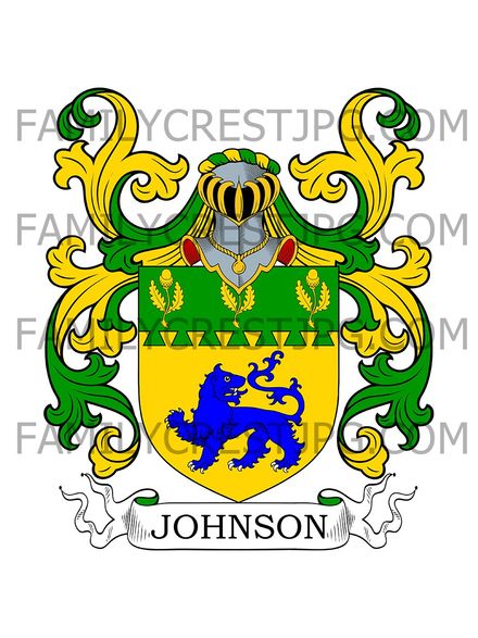 Johnson Family Crest - Warrington, co. Lancashire, England