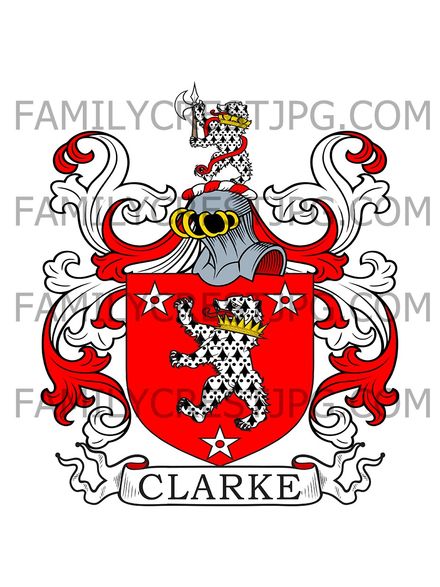 Clarke Family Crest - Elm Bank, co. Surrey, England 