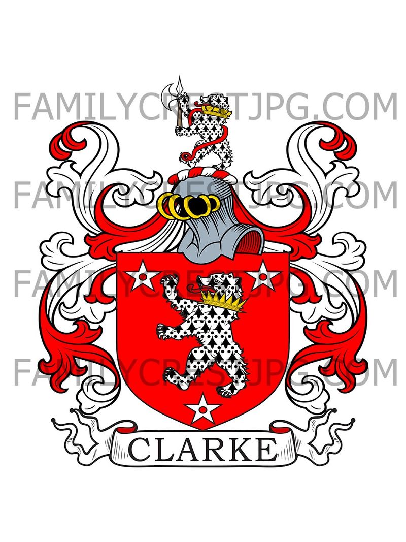 Clarke Family Crest - Elm Bank, co. Surrey, England 