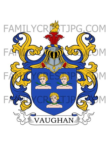 Vaughan Family Crest - Bredwarden &amp;Porthaml, co. Hereford, England