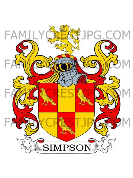 Simpson Family Crest -  Fulham, co. Middlesex, England