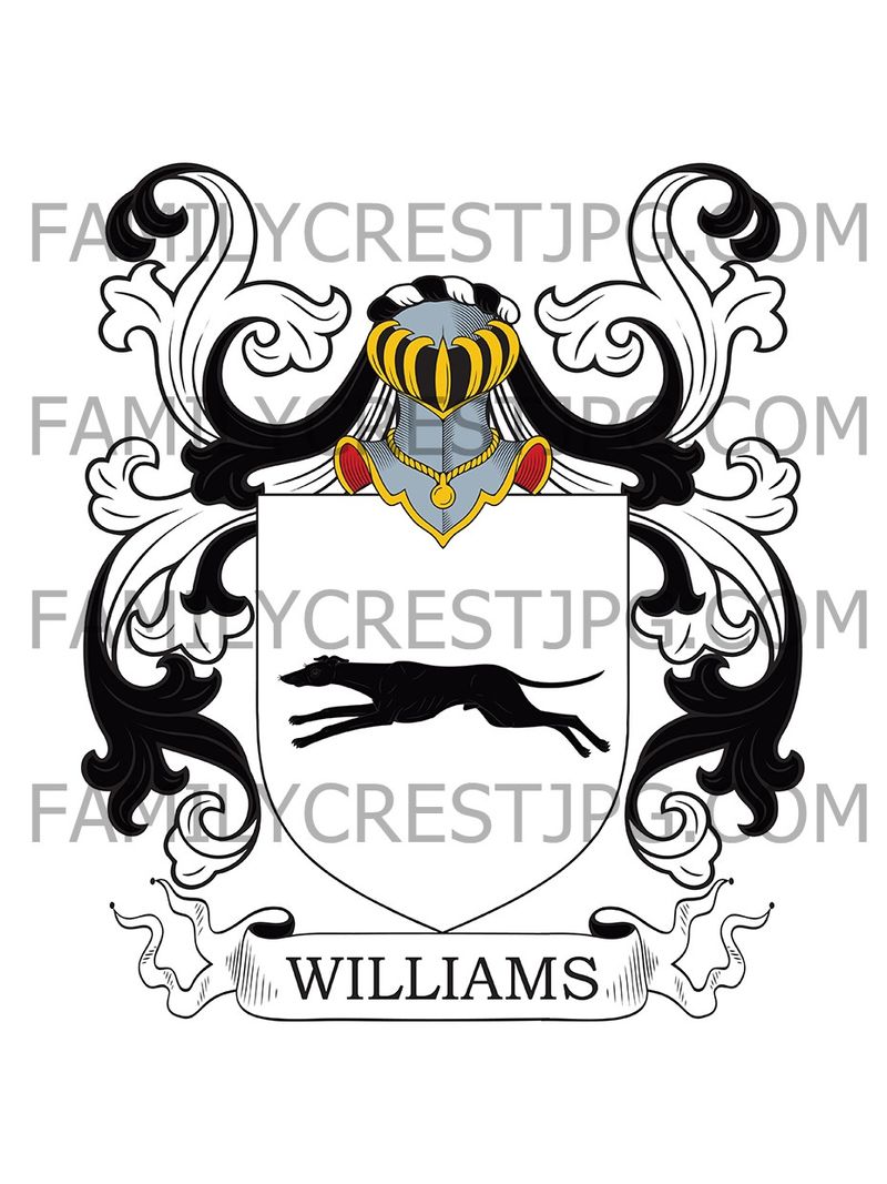 Williams Family Crest - Treworgy &amp; Trehane, co. Cornwall, England