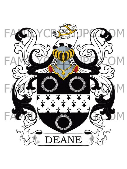 Deane Family Crest - Maplestede, co. Essex, and Blackburne, co. Lincolnshire, England