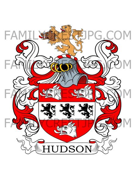 Hudson Family Crest - Frogmore Lodge, co. Hertford, England