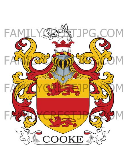 Cooke Family Crest - Redmarley Oliver &amp; Staunton, co. Worcestershire, England