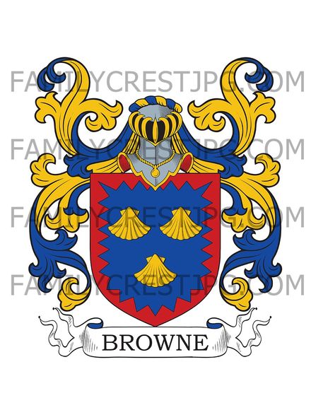 Browne Family Crest - Walcott, co. Northampton, England