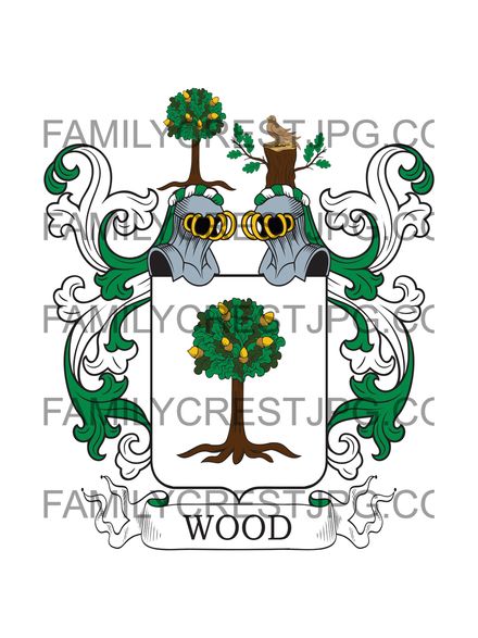 Wood Family Crest - Bishop&#x27;s Hall, co. Essex, England