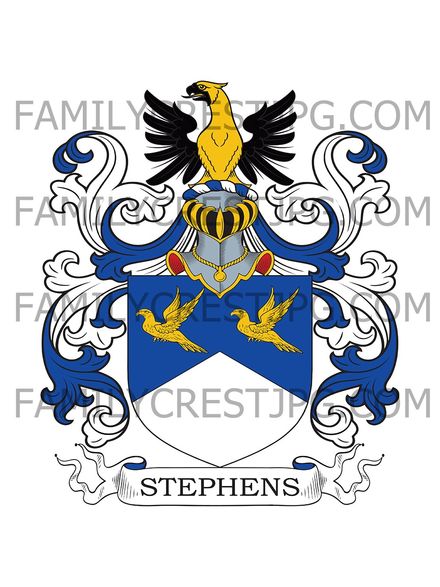 Stephens Family Crest - Tregony, co. Cornwall &amp; Ministerley, co. Shropshire, England