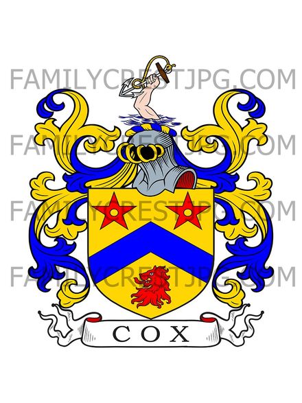 Cox Family Crest - Clement Park, co. Forfar, Scotland