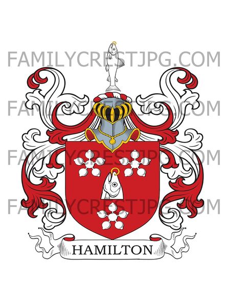 Hamilton Family Crest - Haggs, co. Lanark, Scotland