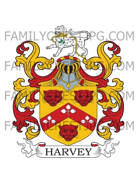 Harvey Family Crest - London &amp; Old Buckenham, co. Norfolk, England