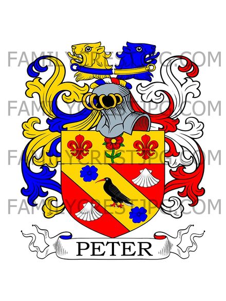 Peter Family Crest - Essex and Devonshire, England