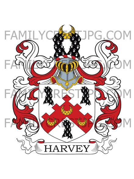 Harvey Family Crest - Upper Deal &amp; Eastry, co. Kent, England