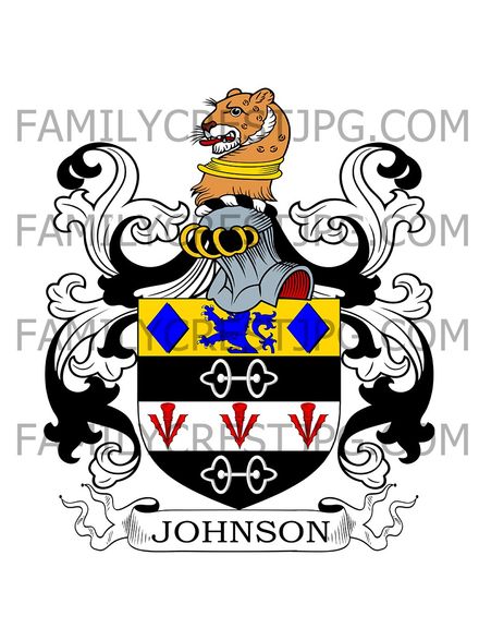 Johnson Family Crest - Saxmundham &amp; Bildeston, co. Suffolk