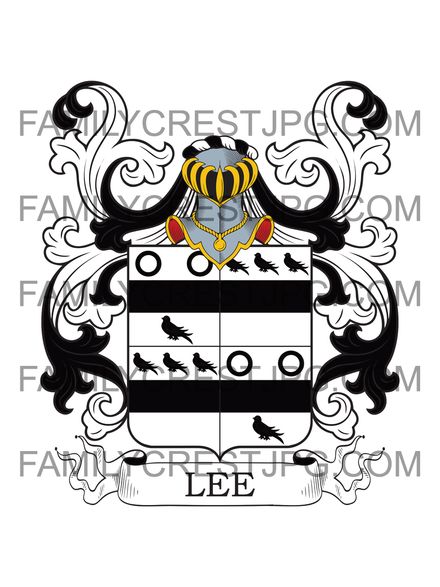 Lee Family Crest - Durham, Westmorland, &amp; Lincoln, England