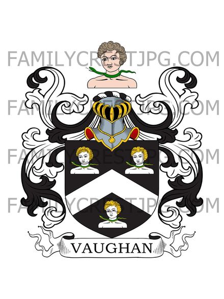 Vaughan Family Crest - Trevervyn, co. Hereford, England
