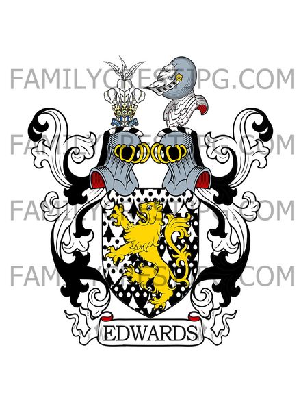 Edwards Family Crest - Arlesey Bury, co. Bedford, England 