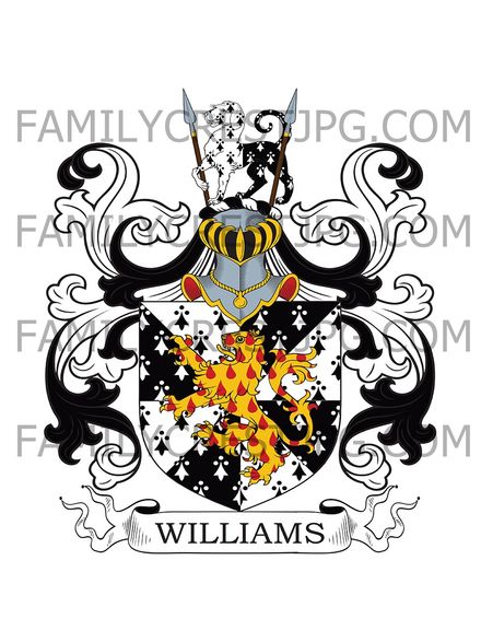 Williams Family Crest - Malvern Hall, co. Warwick, England