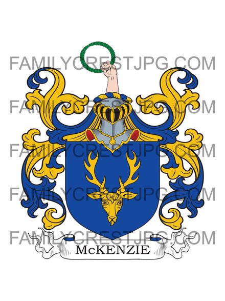 McKenzie Family Crest - Gairloch, co. Ross &amp; Portmore, co. Peebles, Scotland