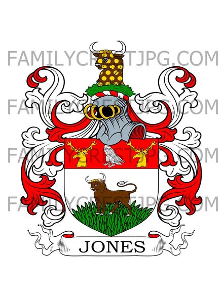 Jones Family Crest - Pant Glas, co. Carmarthen, Wales