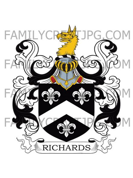 Richards Family Crest - Yaverland, co. Hampshire, England