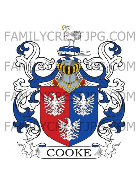 Cooke Family Crest - Mildenhall, co. Suffolk, England