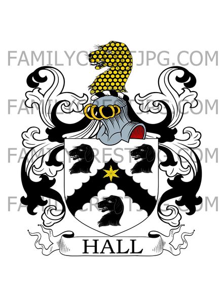 Hall Family Crest - Arrow’s Foot, Greatford Hall, &amp; Skelton Castle, co. York, England