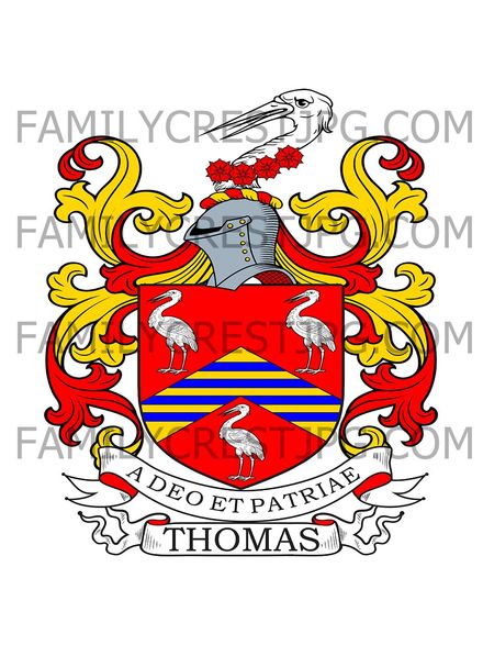 Thomas Family Crest - Lletly Maur, co. Carmarthe, Wales