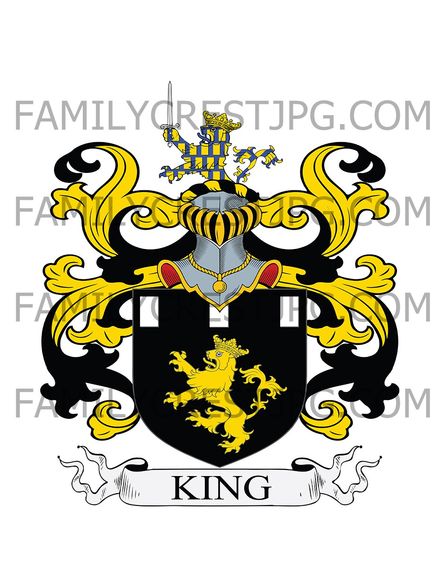 King Family Crest - Bickenhill, co. Warwick, England