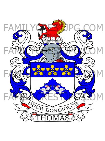 Thomas Family Crest - Gnoll, Neath, co. Glamorgan, Wales