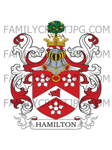 Hamilton Family Crest - Bardowie, co. Lanark, Scotland