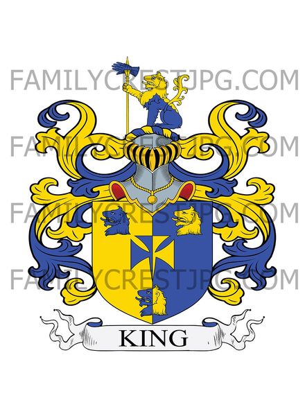 King Family Crest - Highbury Crescent, co. Middlesex, England