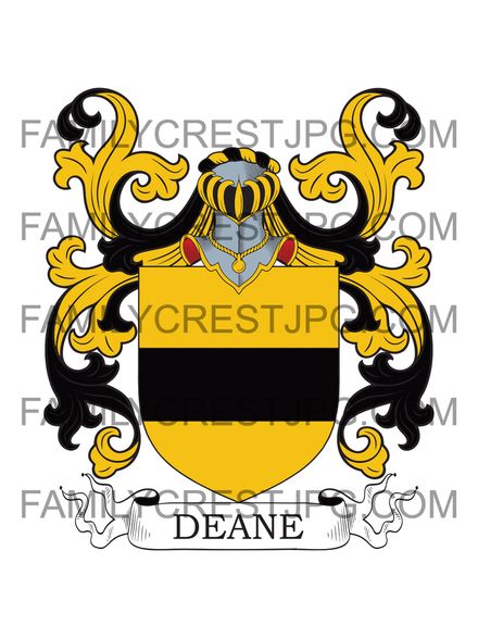 Deane Family Crest - Oxfordshire, England