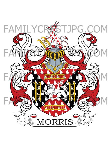 Morris Family Crest - The Lodge, Halifax, co. York, England