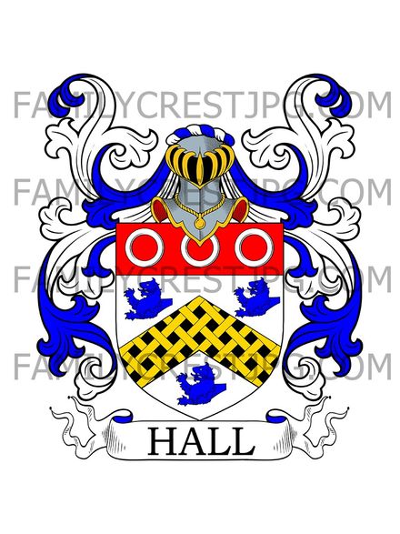 Hall Family Crest - Durham, England