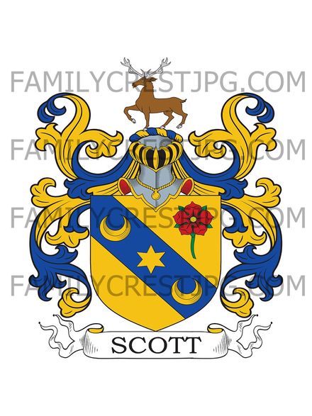 Scott Family Crest - Harden, co. Roxburgh, Scotland