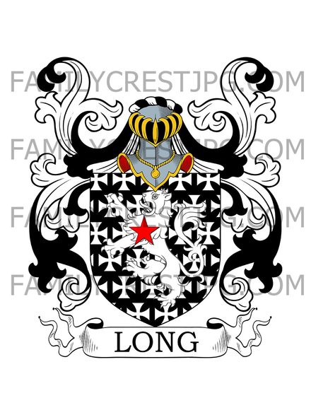 Long Family Crest - North Molton, co. Devon &amp; Gloucester, England