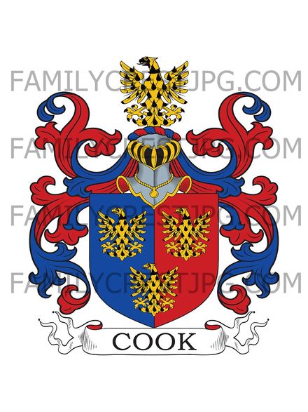 Cook Family Crest - Kingsthorp, co. Northampton, England