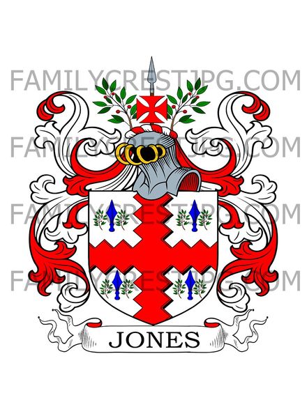Jones Family Crest - Beaverhill, co. Derby, England