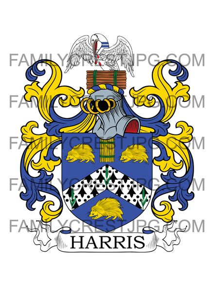 Harris Family Crest - Lancashire &amp; York, England